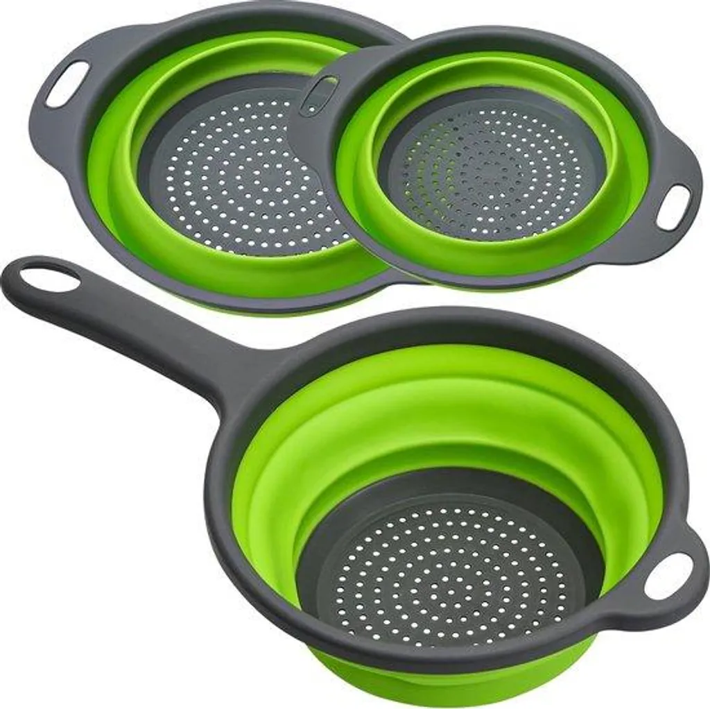 Passoire pliable en silicone vert lot de 3 tailles pour la cuisine