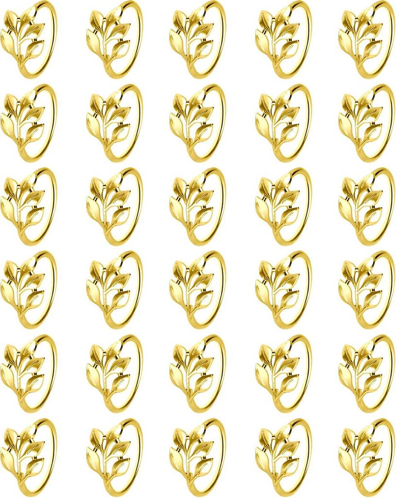 Serviettenringe Blatt 30 Stück Metall, Goldene Serviettenschnallen, Tischdeko Serviettenhalter für Hochzeit & Feier