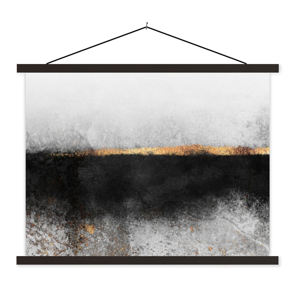 MuchoWow Textilposter Gold - Abstrakt - Luxus 60x45 cm mit schwarzem Rahmen - Poster Schlafzimmer