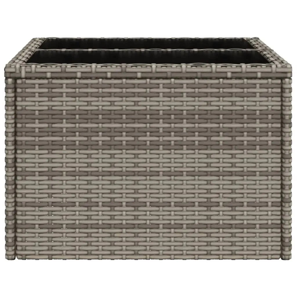 Tavolo Basso da Giardino 55x55 Poly Rattan - Eleganza Vetro Grigio - 5