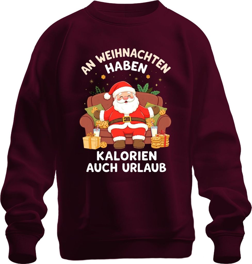 Kalorien haben Urlaub Weihnachtsmann Kekse Weihnachten lustig Uni Sweatshirt Pullover, Burgundy, L