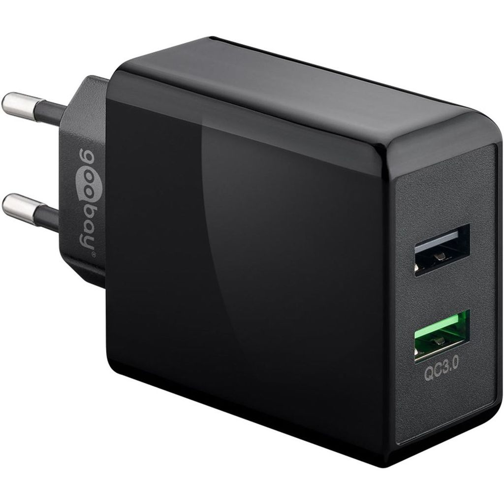 Dual-USB Schnellladegerät USB/QC3.0 28W (schwarz) Produktbild 