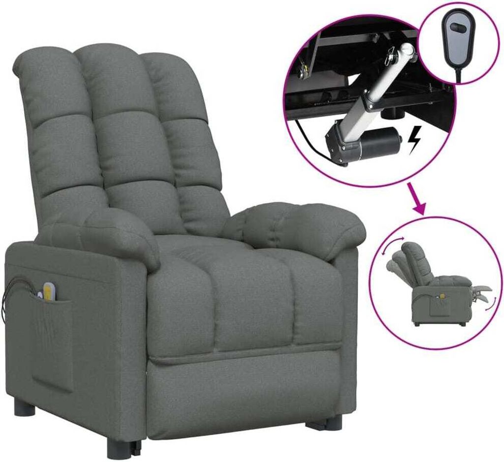 vidaXL Massagesessel Elektrisch Dunkelgrau Stoff Produktbild 