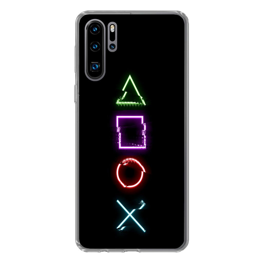 MuchoWow Handyhülle Schutzhülle Hülle für Huawei P30 Pro Spiele - Controller - Neon Silikon Softcase Handy Hülle - Schutzdeckel