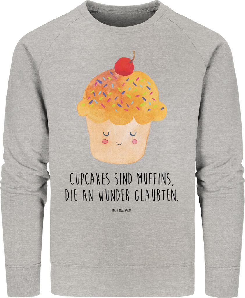 Mr. & Mrs. Panda Bio Baumwoll Pullover Cupcake Größe S - Heather Grey - Geschenk, Cupcakes, Sweatshirt, Motivation Sprüche, Küche Deko, Pulli, ...