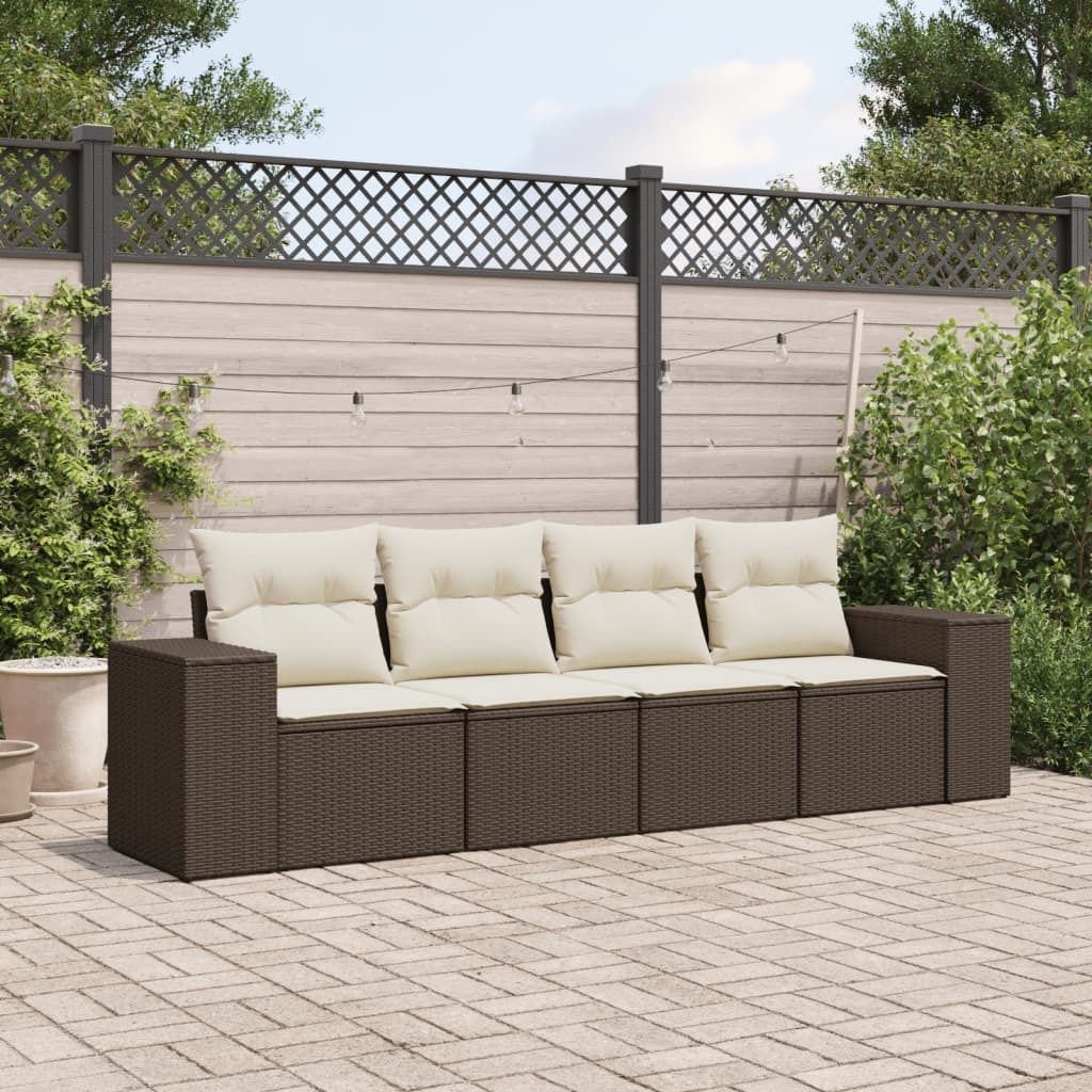 Maison Exclusive - 4-tlg. Garten-Sofagarnitur mit Kissen Braun Poly Rattan