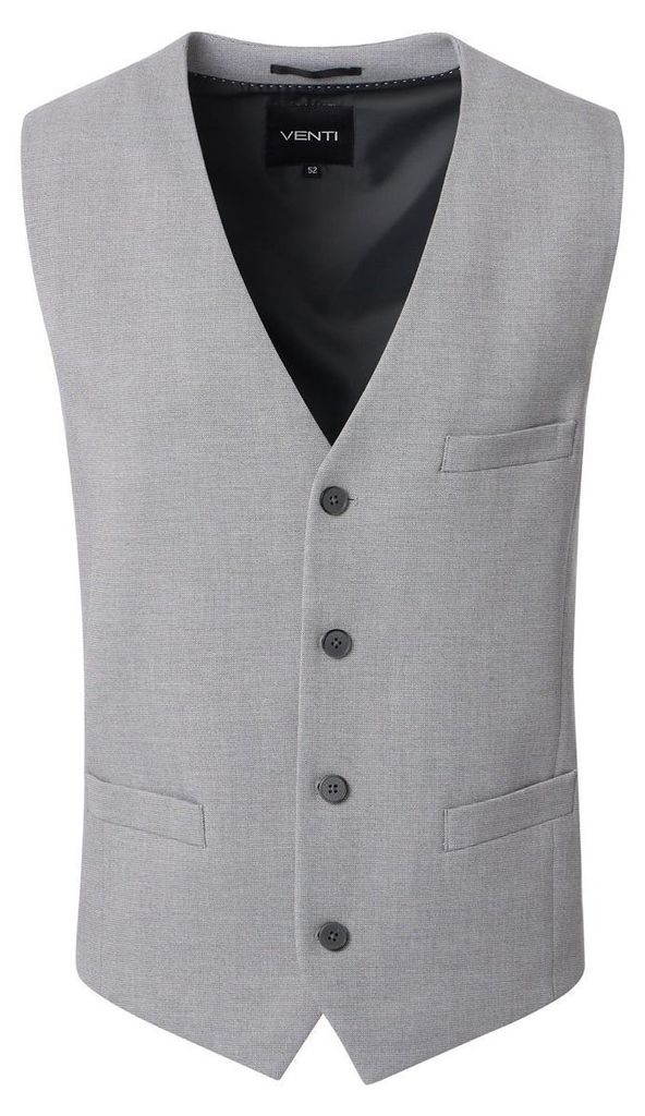 VENTI Herren Anzugweste City V-Neck Casual-Fit Bi-Color Silbergrau 46