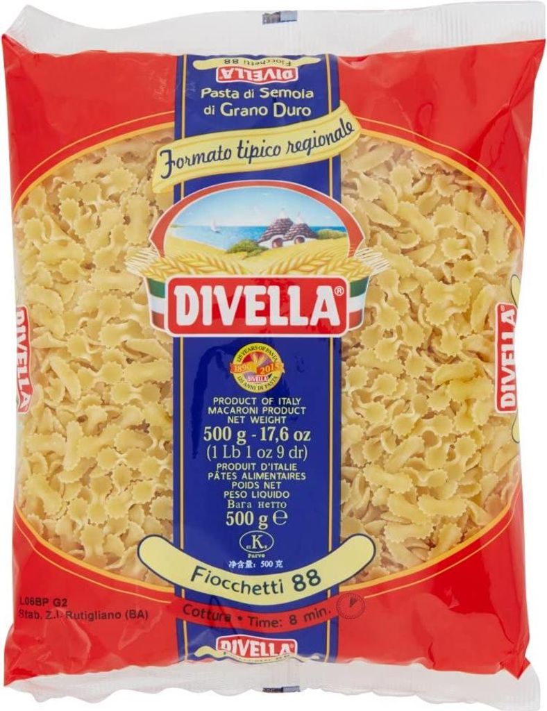 5x Pasta Divella 100% Italienisch N° 88 Fiocchetti 500 gr
