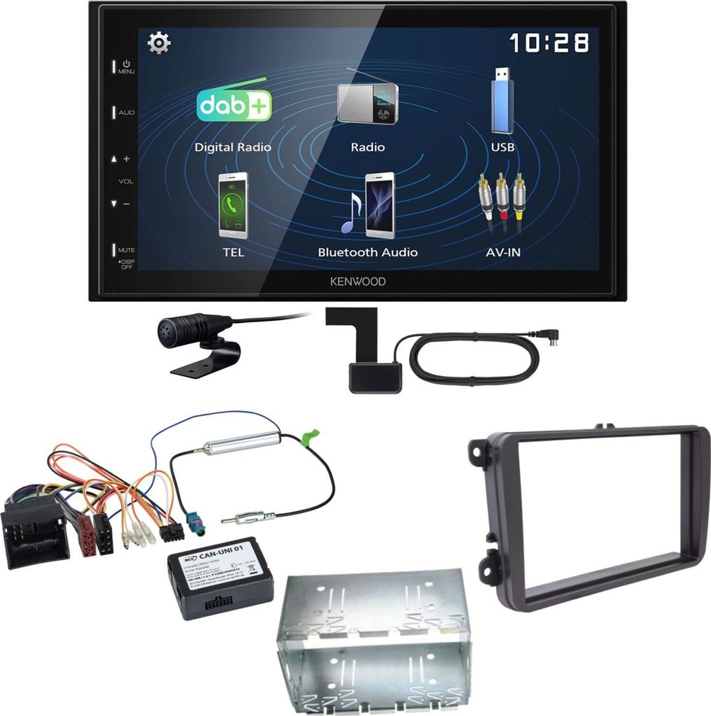 Kenwood DMX129DAB DAB+ Bluetooth USB Einbauset für Tiguan Amarok Caddy Jetta