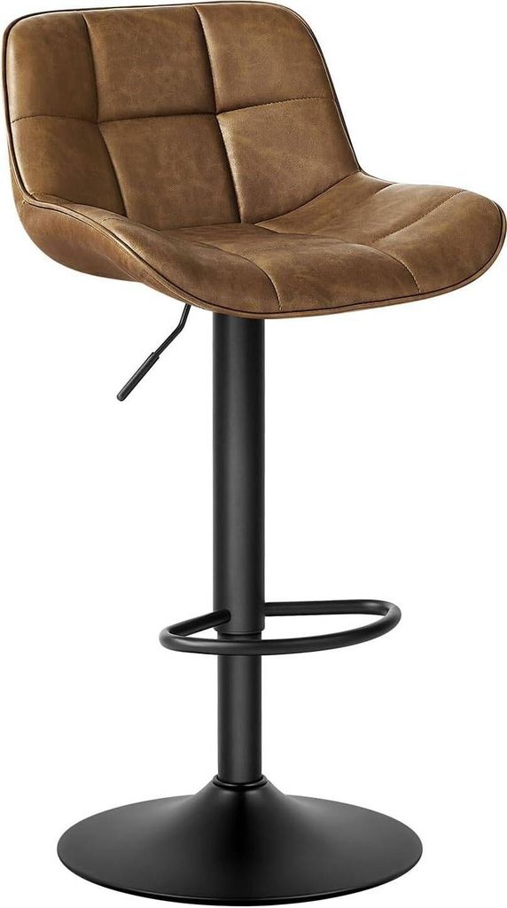 EUGAD Barhocker höhenverstellbar 360° drehbar, ergonomischer Hocker im Bar, Sitz 49x36 cm, Dunkelbraun