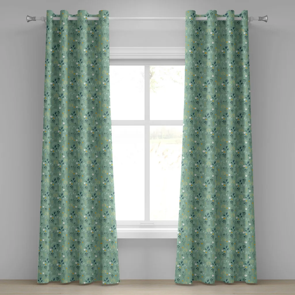 Rideau turquoise en tissu premium motif fleurs de tulipes 280x245 cm