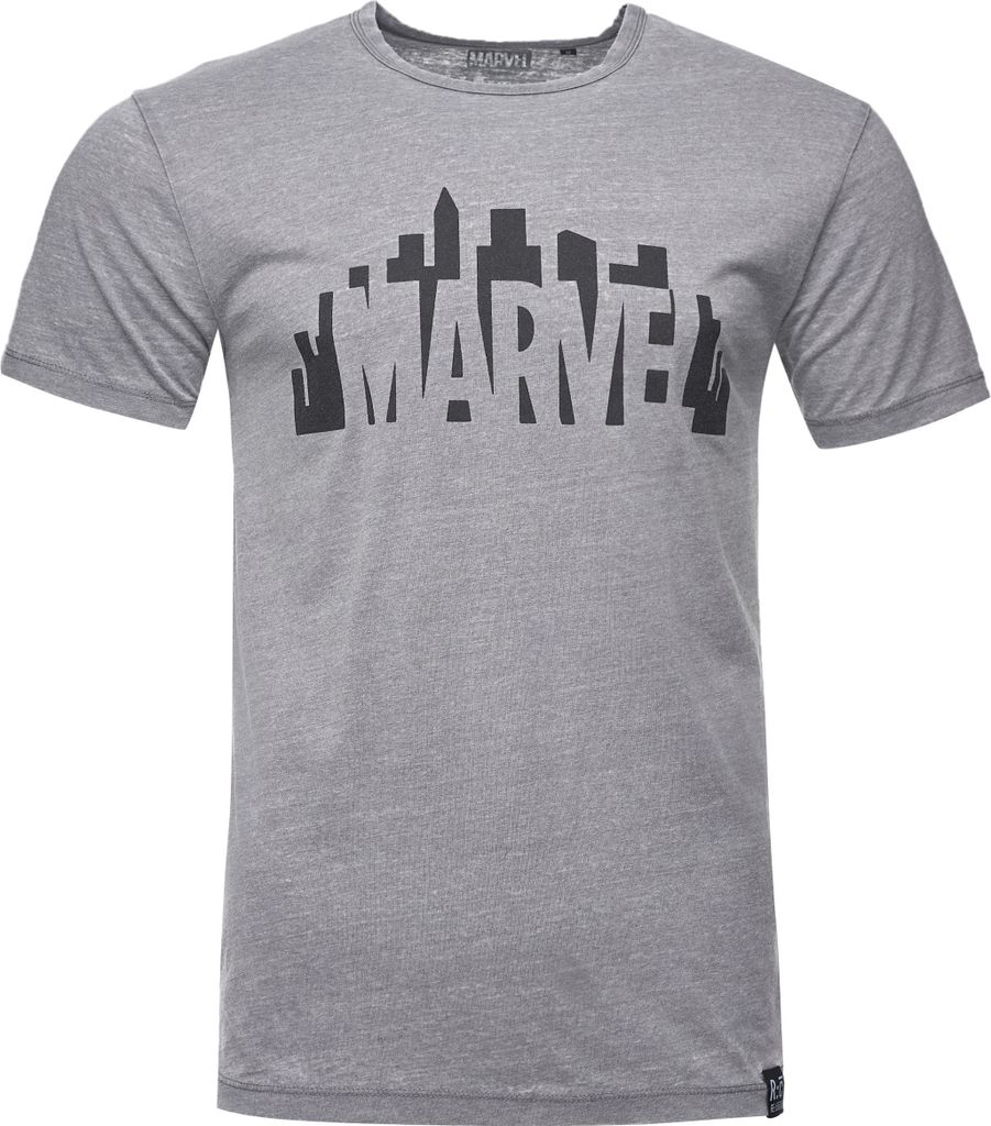 Recovered T-Shirt Marvel City Logo Light Grey im zeitlosen Design Grey S