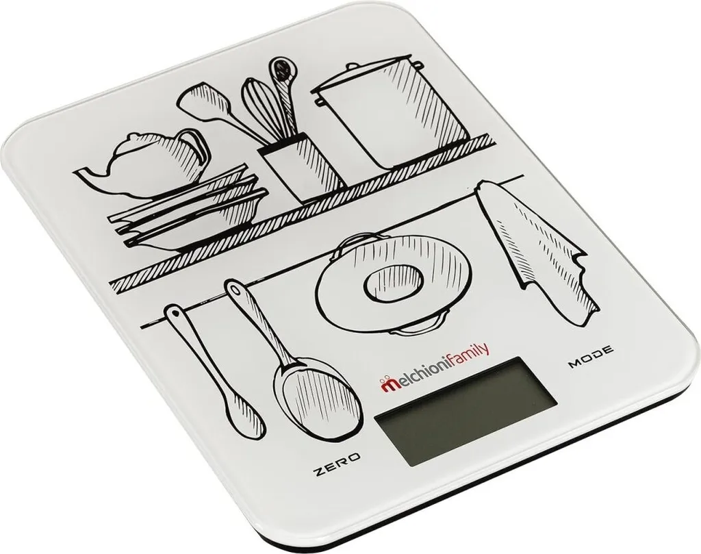 Melchioni Glass Bianco Superficie piana Rettangolo Bilancia da cucina elettronica