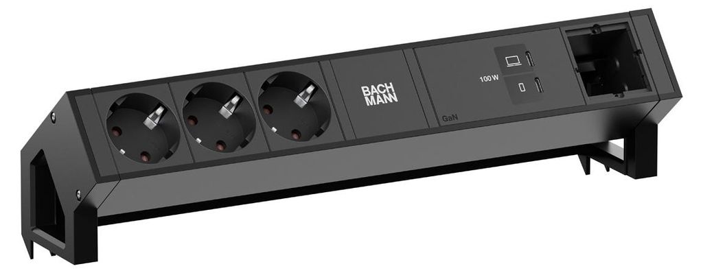 Bachmann Desk2 3Xcee7/3 1Xusb C/C 100W, 1Xcm L=0,2M Ral9005