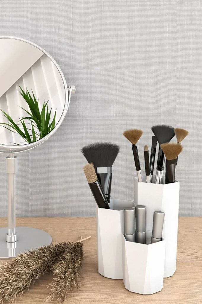 Evila Originals, Petek - White, Make-up-Organizer, Weiß, 100 % KUNSTSTOFF, 12 x 11 x 11 cm