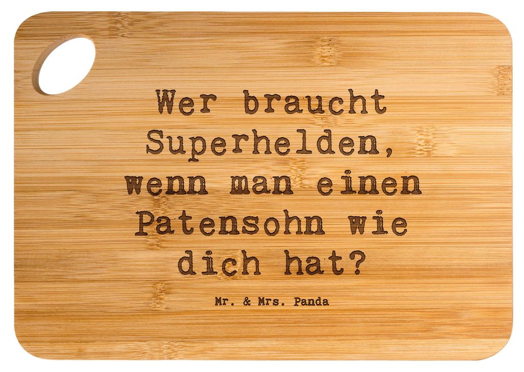 Mr. & Mrs. Panda Holzbrett Spruch Patensohn Held - Transparent - Geschenk, Unterstützung, Frühstücksbrettchen, Schneidebrett, Taufpate, liebevol...