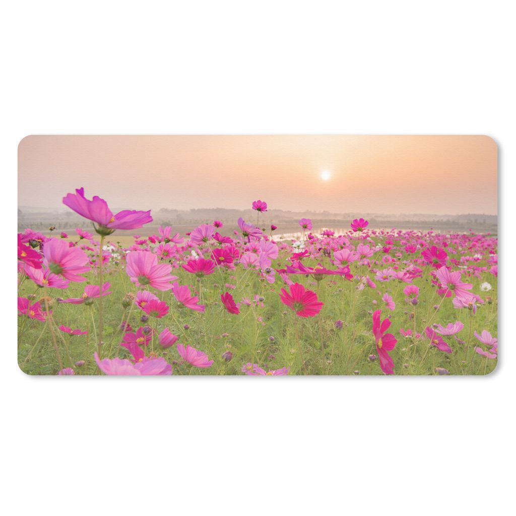 MuchoWow Mauspad Mousepad Blumenwiese - Rosa - Mohnblumen 60x30 cm - Mousepads - Maus Mat - Pad - Mausunterlage - Nachhaltig