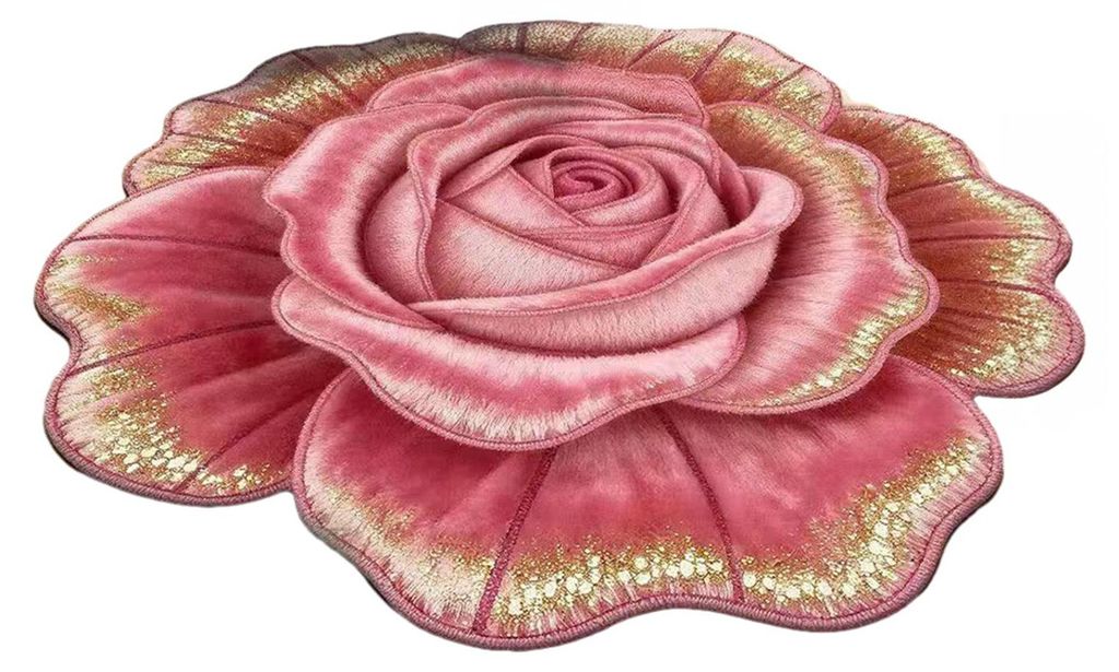 3D-Blumenteppich, saugfähig, schnelltrocknend, unregelmäßiges Plüschmuster, waschbar, rutschfest, für Wohnzimmer, Schlafzimmer, Badezimmer, K...
