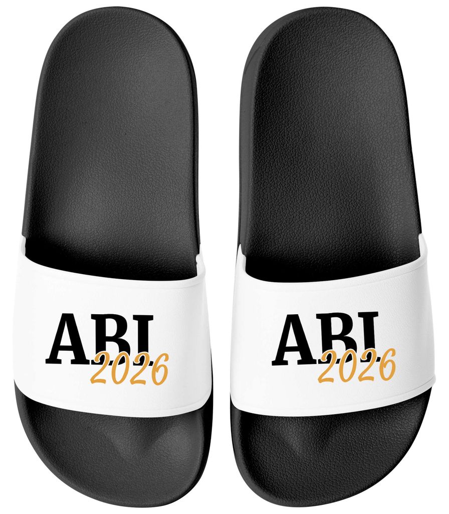 Badeschlappen Damen Aufdruck Abi {style_variation_string} - Abitur Geschenke Schulabschluss - Badelatschen Bedruckt Badeschuhe Frauen Moonworks