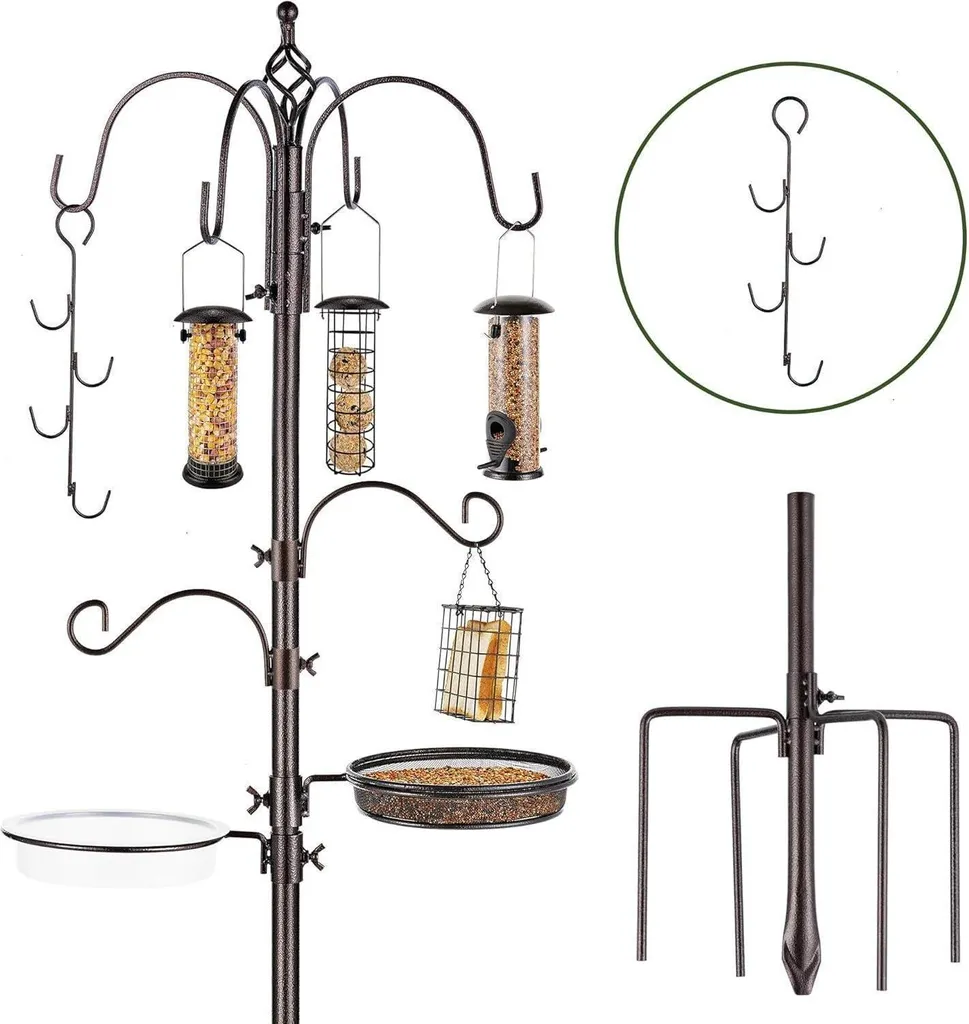 Station d'alimentation oiseaux Deluxe avec mangeoire à suif en métal