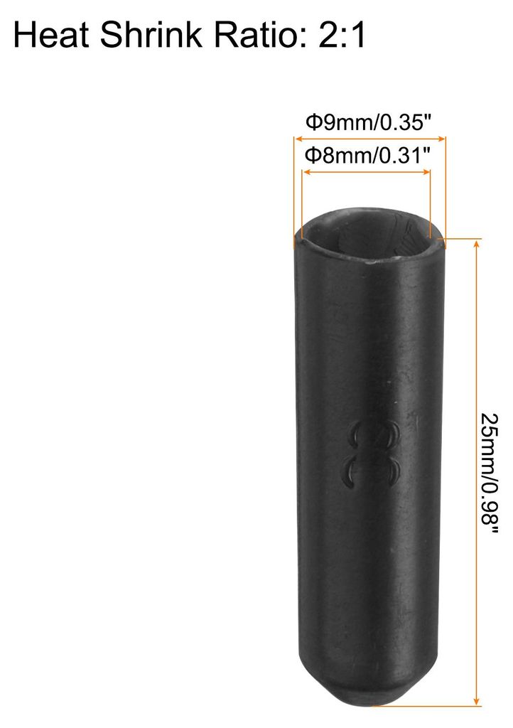 50 Stš¹ck Wasserdicht Schrumpfkappen 8mm ID x 30mm L Gummi Endkappen 3:1 Schrumpfverh?ltnis Schrumpfschlauch Kappen mit Kleber Schwarz Gummistopf...