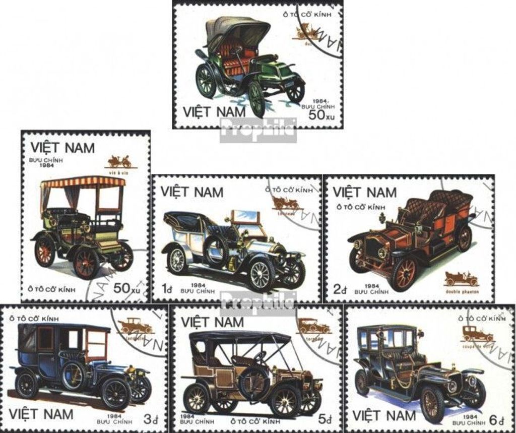 Briefmarken Vietnam 1984 Mi 1494-1500 (kompl.Ausg.) gestempelt Alte Autotypen