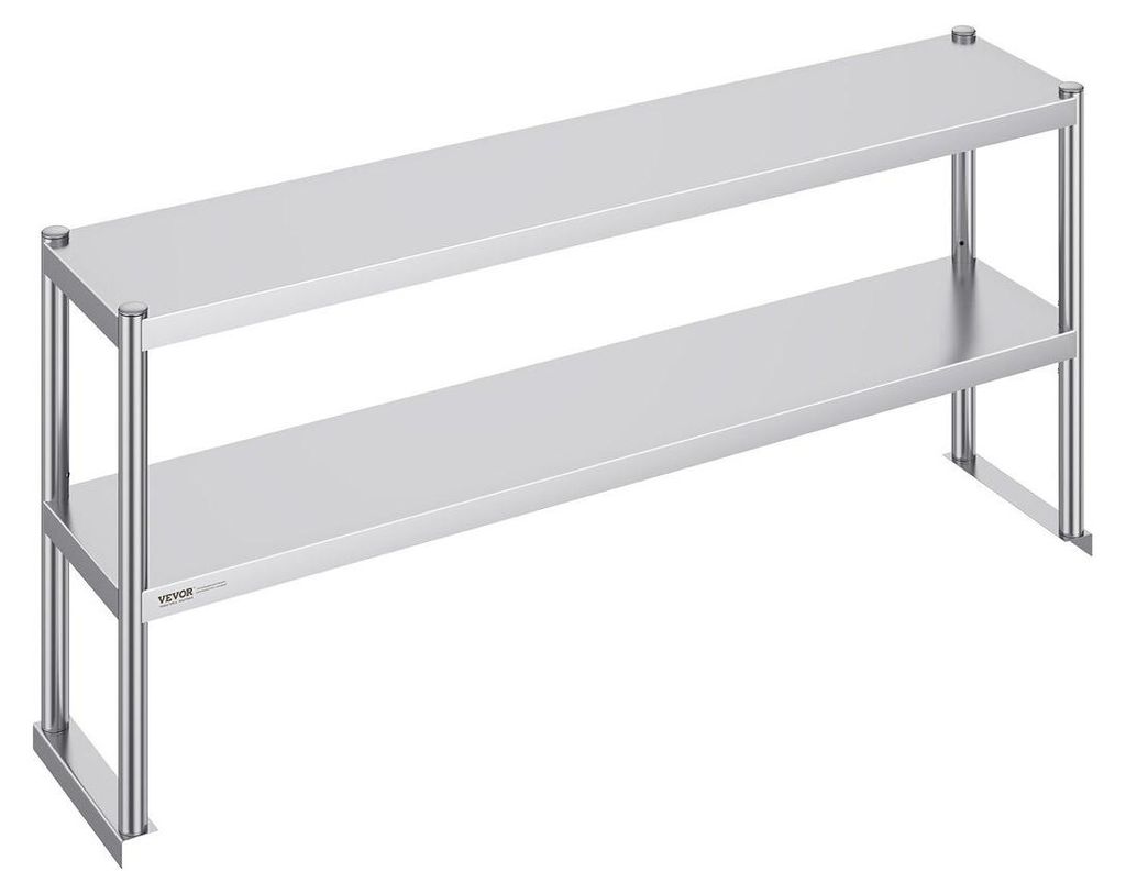 Double Overshelf Stainless Steel Overshelf 2-Tier 12"x60" for Prep Table
