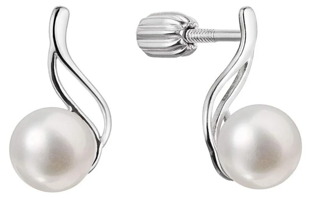 Boucles d'oreilles argent anti-allergie et perle blanche de rivière pure