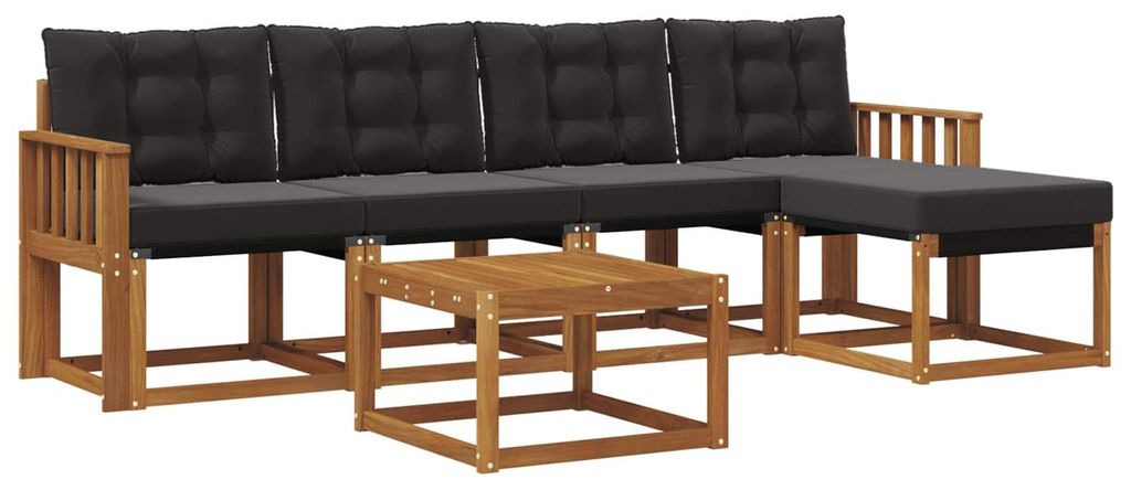 vidaXL Outdoor-Sofagarnitur mit Kissen 6 pcs Natürlich und Schwarz