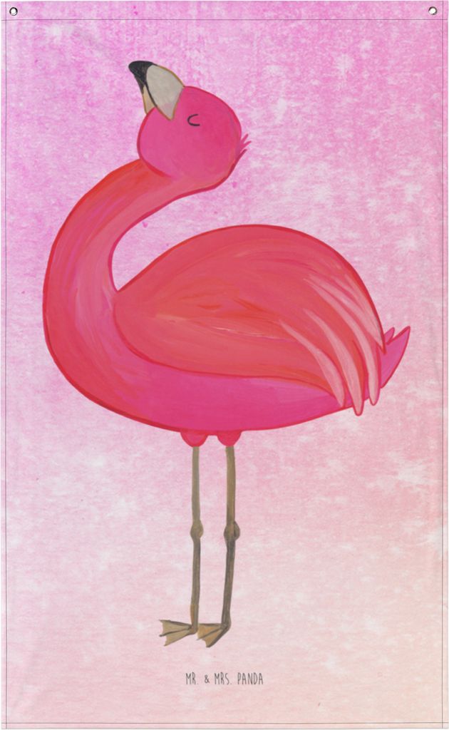 Mr. & Mrs. Panda Wandtuch Flamingo Stolz - Aquarell Pink - Produktbild 