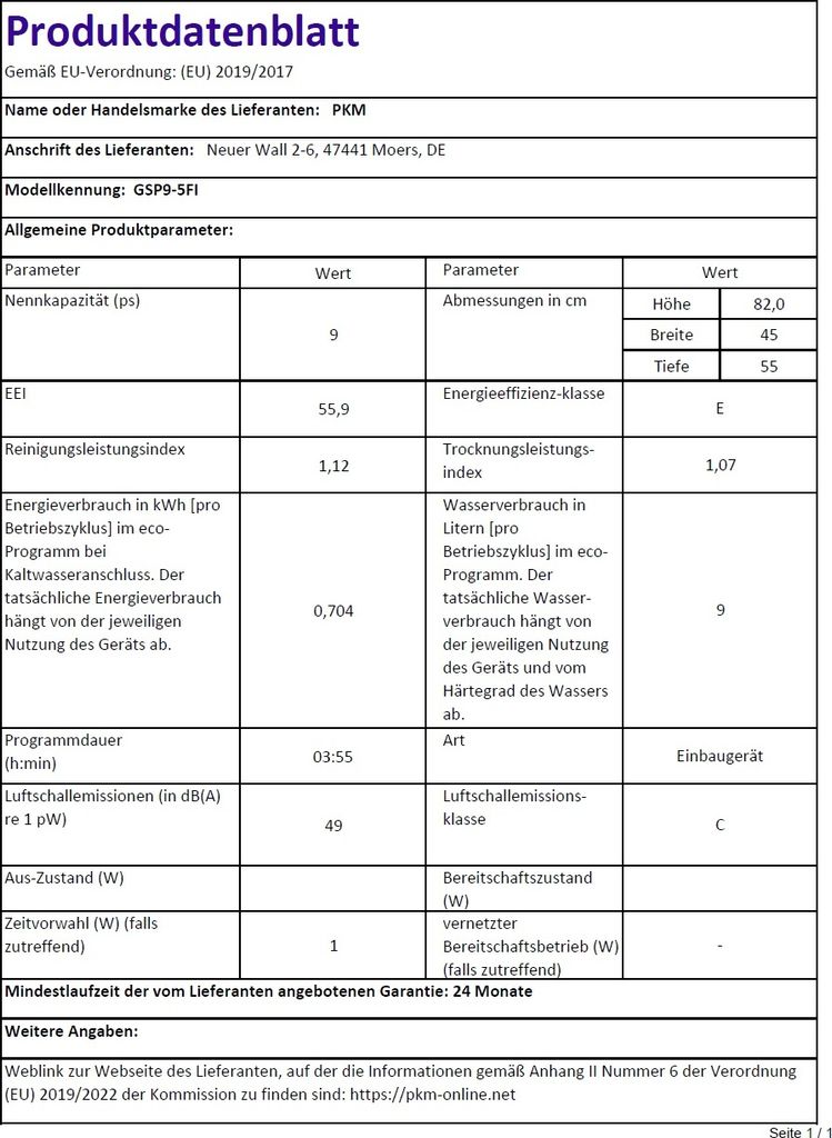 PKM Geschirrspüler Spülmaschine Spüler vollintegriert Produktbild 4