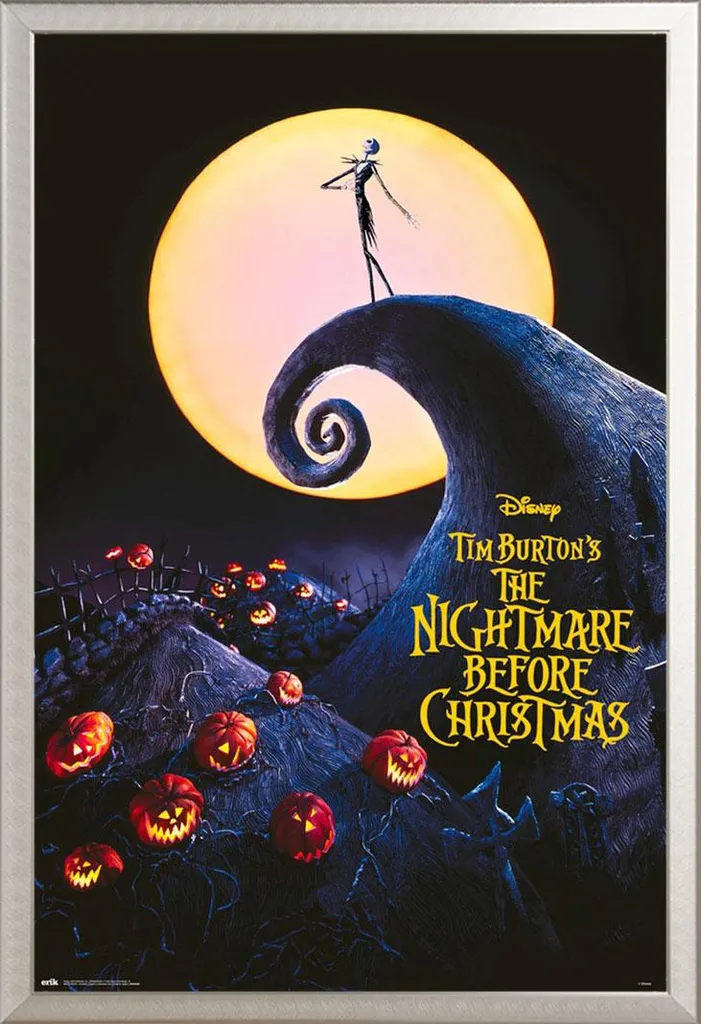 Cadre Aluminium Argenté Shinsuke® et Poster Nightmare Before Christmas
