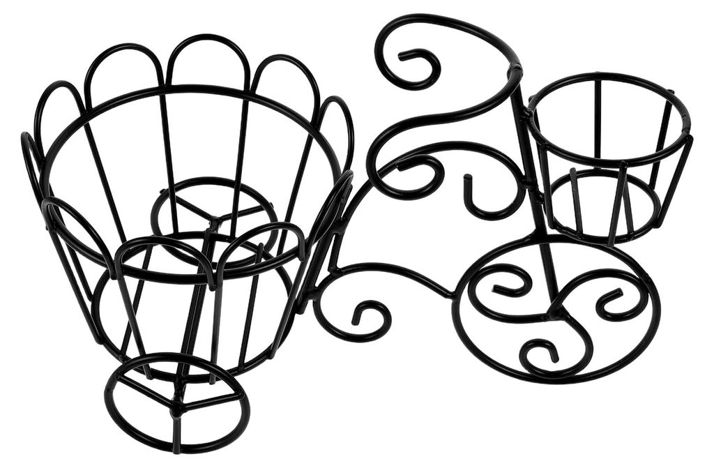 Metall Pommes Frites Halter Kleiner Frittierkorb in Dreiradform mit Soßenhalter Snackkorb für Veranstaltungen im Freien