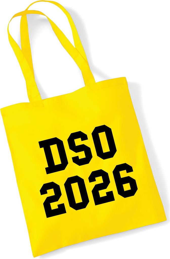 Huuraa Jutebeutel DSO 2026 Abschluss Belgien (ndl.) 10 Liter Yellow Baumwolle Tasche Geschenkidee