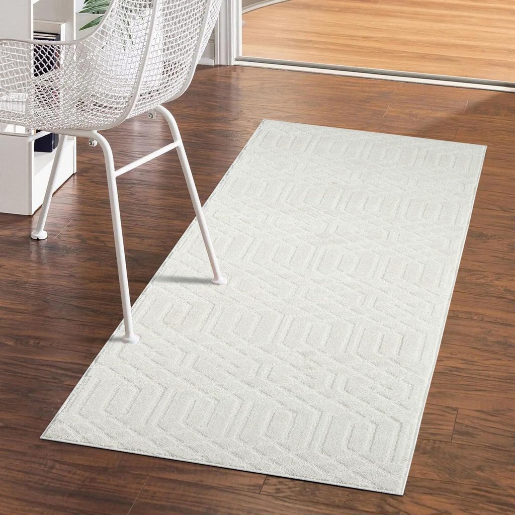 Teppich Kurzflor Wohnzimmer - Creme - 80x150 cm Rechteckig Produktbild 