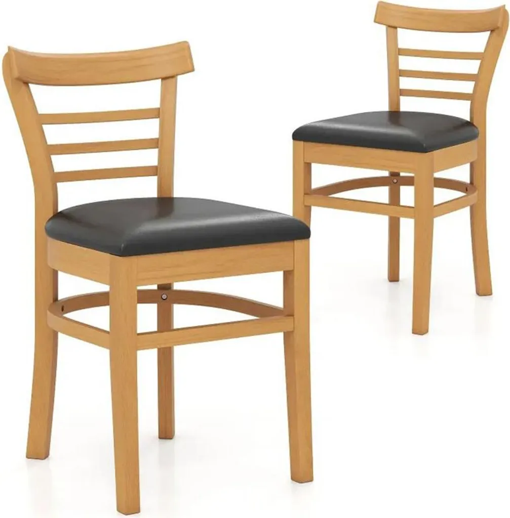 Lot de 2 chaises confortables pour table de cuisine en bois massif
