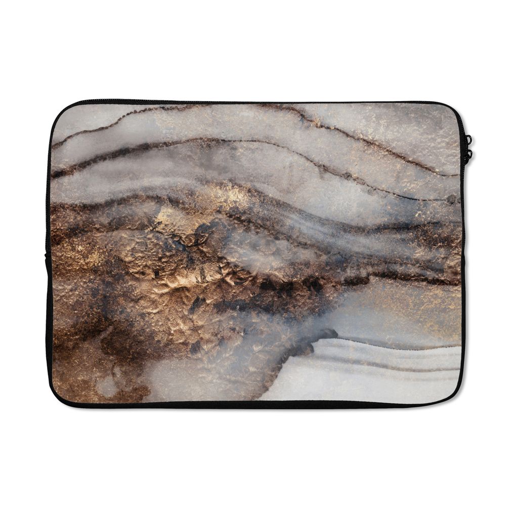 MuchoWow Laptop Hülle 13 Zoll Sturm - Gold - Abstrakt Laptoptasche - Laptophülle - Sleeve - Rundumschutz