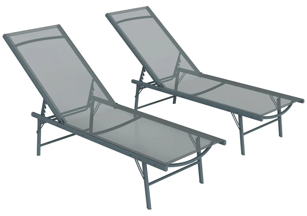 Chaise longue gris clair structure métallique design pour extérieur