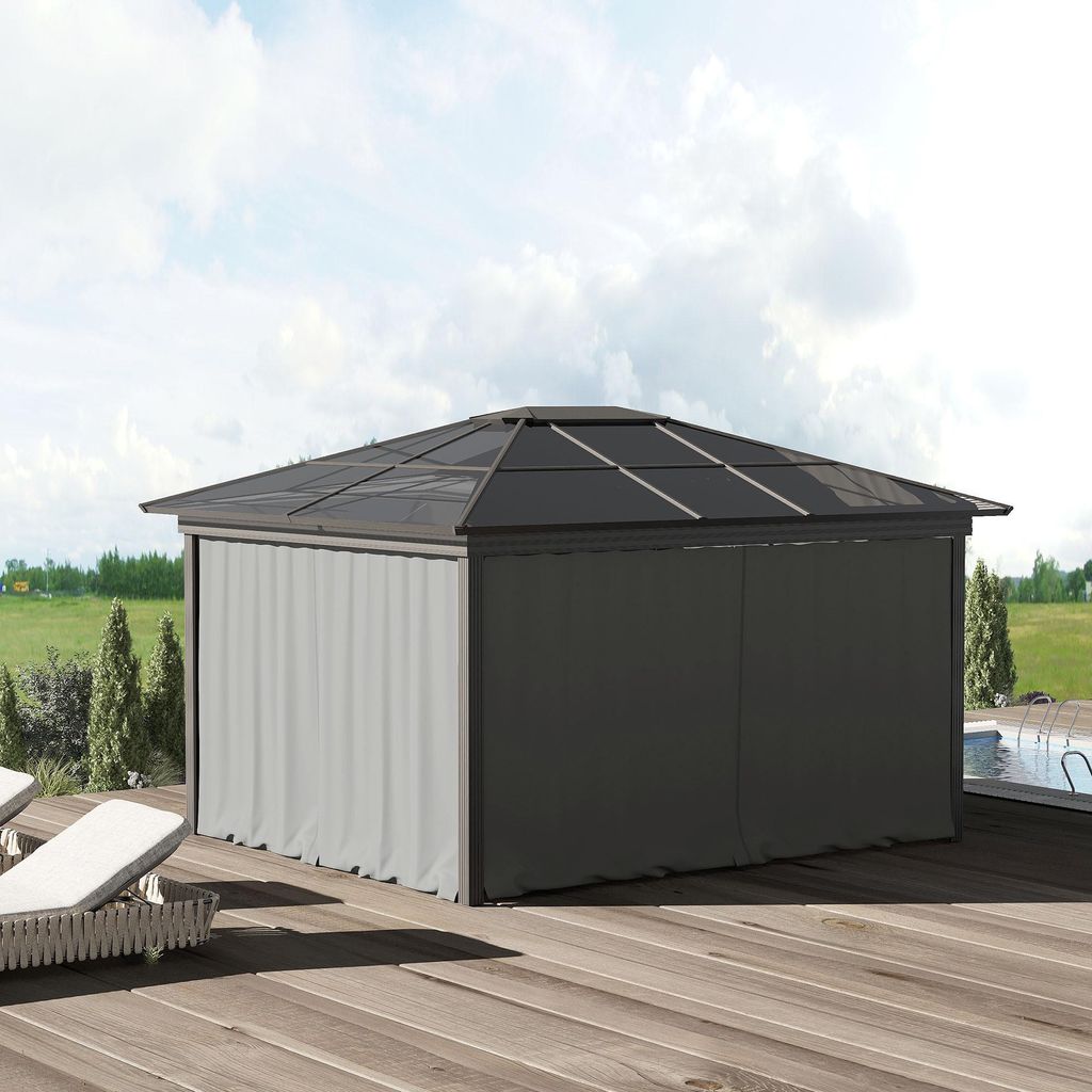 Pavillon Seitenteile 4er-Set für 3x3m, Ersatzvorhang Polyester mit Reißverschluss, Hellgrau | 302x205 cm | C-Ringe & Haken inklusive | 4,2 kg