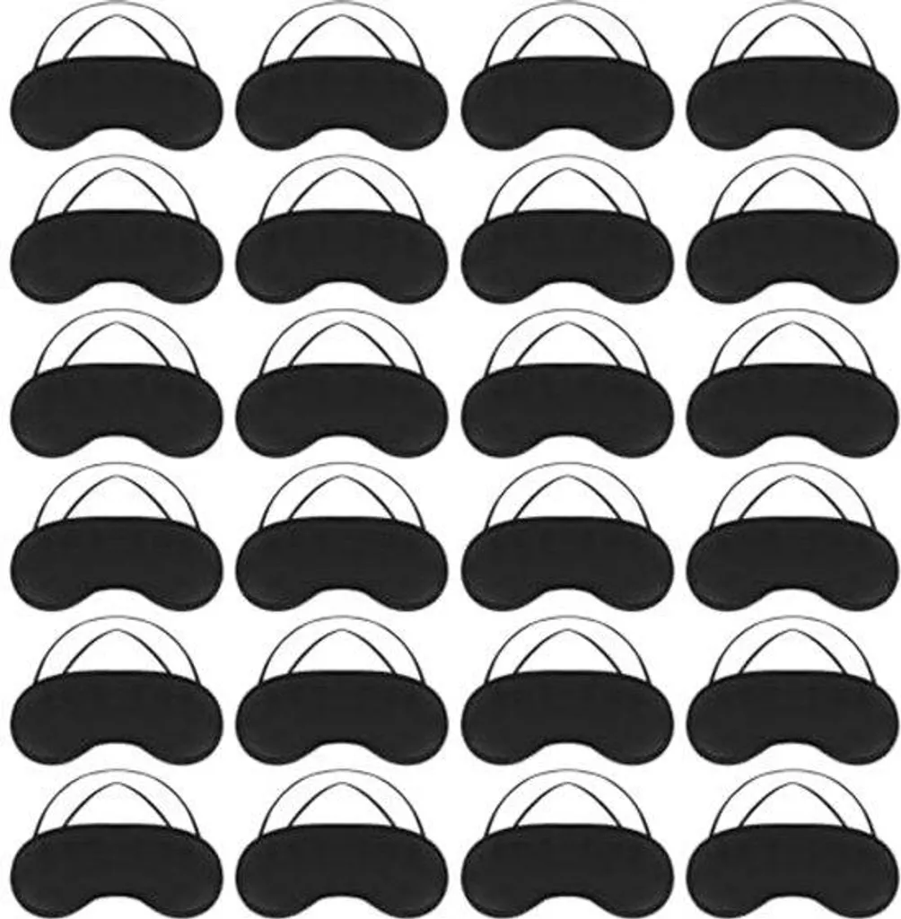 Lot de 24 masques de sommeil noirs occultants ultra-doux pour voyage