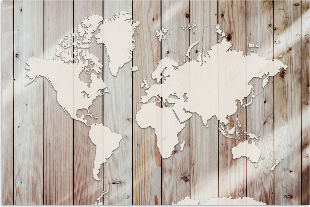 MuchoWow Poster Weltkarte - Holz - Einfach 30x20 cm - Plakate - Print