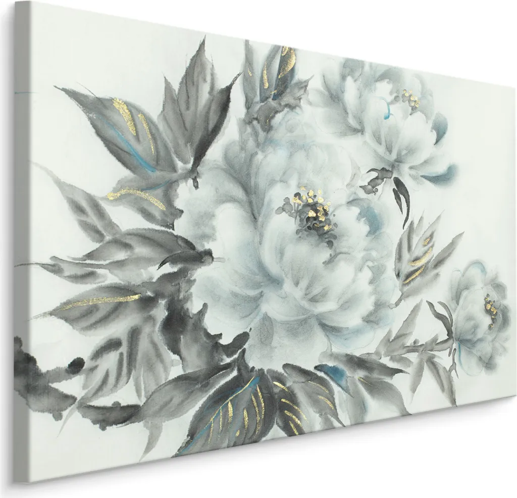 Quadro Artigianale Peonie su Tela 120x80 - Stampa Professionale XXL