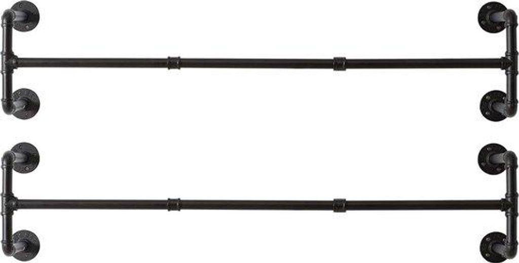 127 cm Industriële Pijp Kledingrek - Heavy Duty Retro Muur Rail - Afneembare Kledingrek voor Thuis en Winkels - Stalen Kledingrek