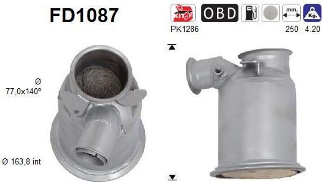 AS FD1087 Ruß-/Partikelfilter, Abgasanlage OE 04L131602EX kompatibel mit A3 8V, Leon, Octavia, Golf Alltrack, Golf VII