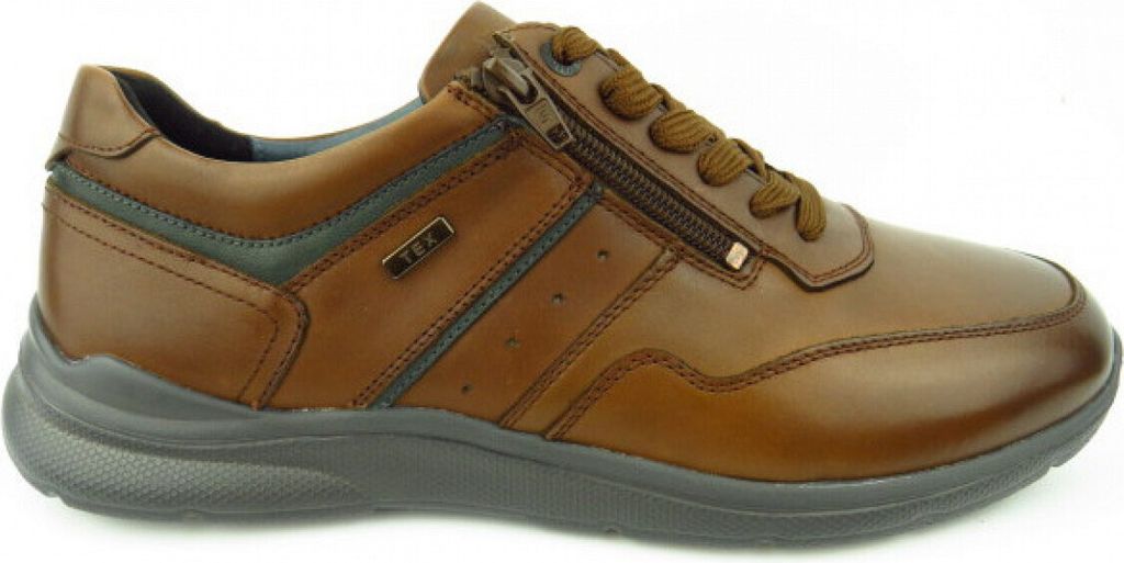 Grünwald cognac Tan ZIP TEX Herren sportlicher Schnürer in Braun, Größe 43