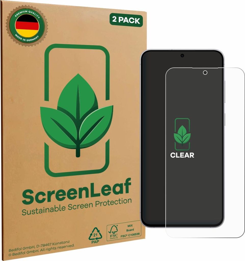2x ScreenLeaf Schutzfolie für Samsung Galaxy S25 FE Enterprise Edition nachhaltiger Displayschutz Display Schutz Folie Klar Transparent