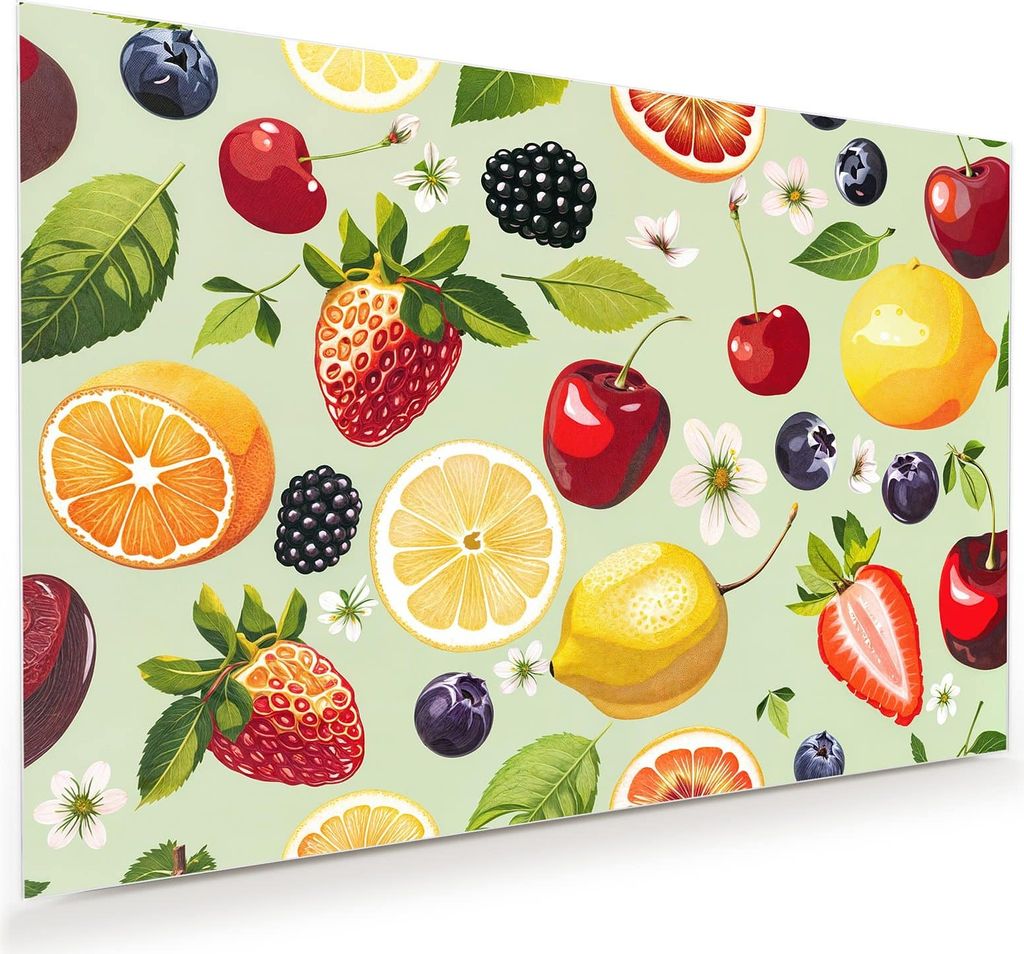 Glasbild 45x30cm in XXL für Wohnzimmer, Schlafzimmer Motiv Fruchtmix