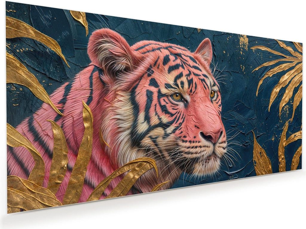 Glasbild 80x40cm in XXL für Wohnzimmer, Schlafzimmer Motiv Tiger Porträt