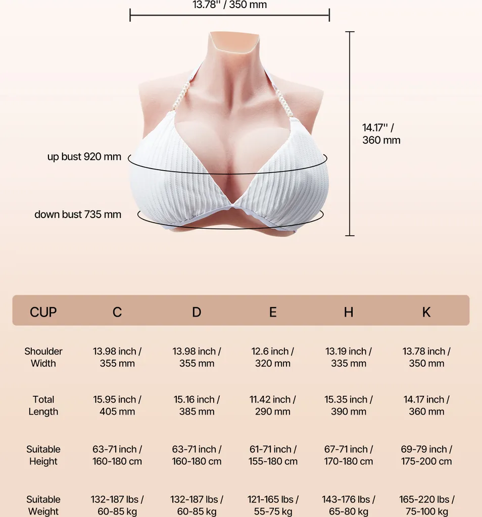 VEVOR Seni Artificiali K Large - Silicone Pieno per Trans e Drag - 7