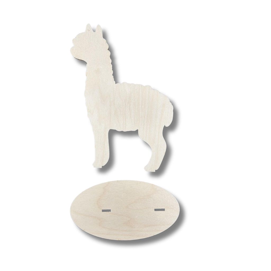 Holz-Alpaka mit Standfuß – 7,4 x 10 cm – Lasergeschnittene Produktbild 